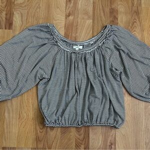 EUC Max Studio Black and White Striped Blouse sz XS